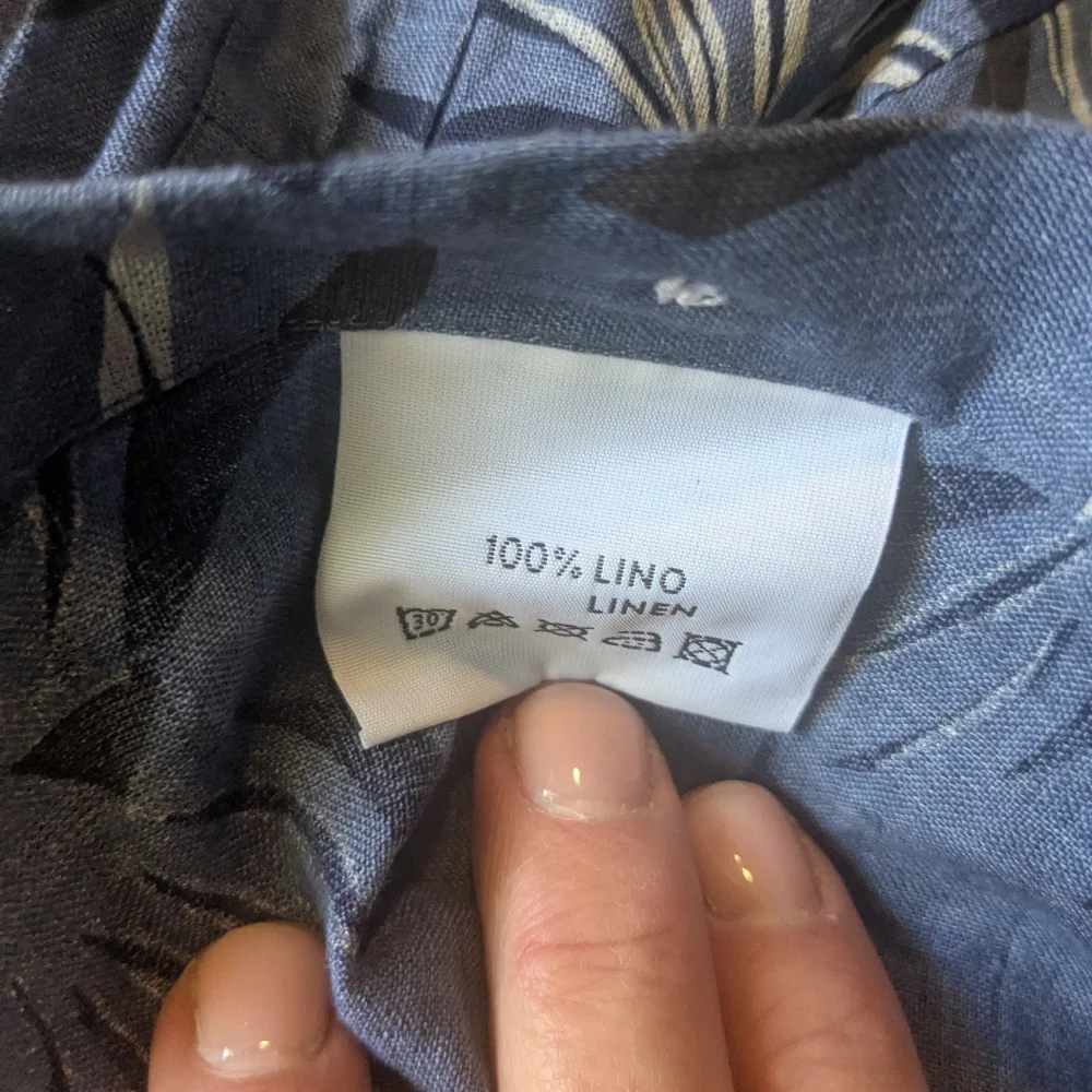 Sonrisa Blue Floral Men's Linen Shirt - Picture 4 of 4